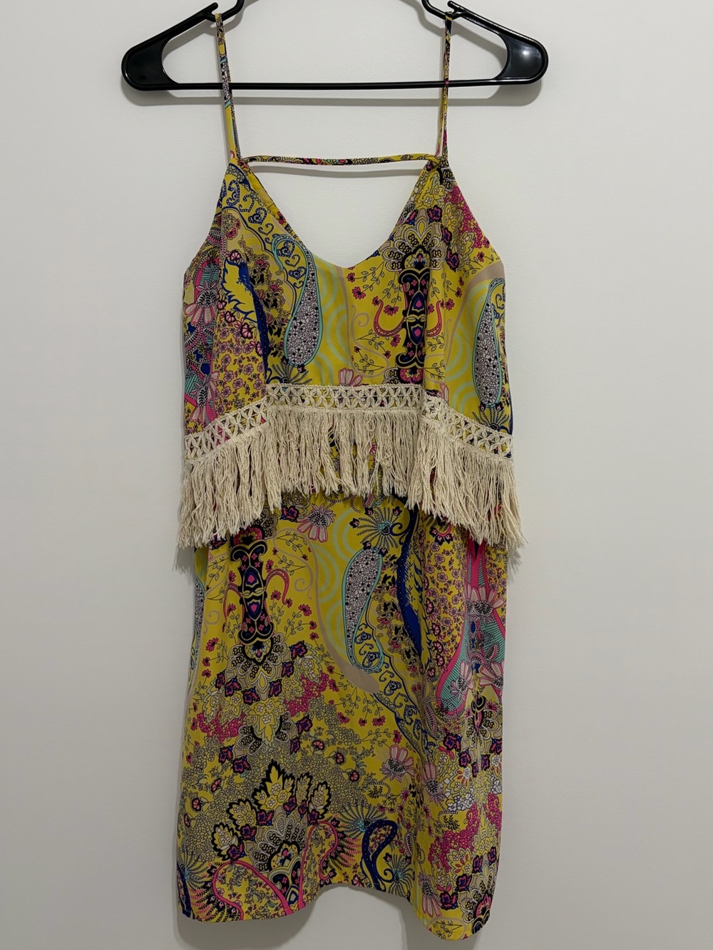 Boho Yellow Paisley Print Mini Dress